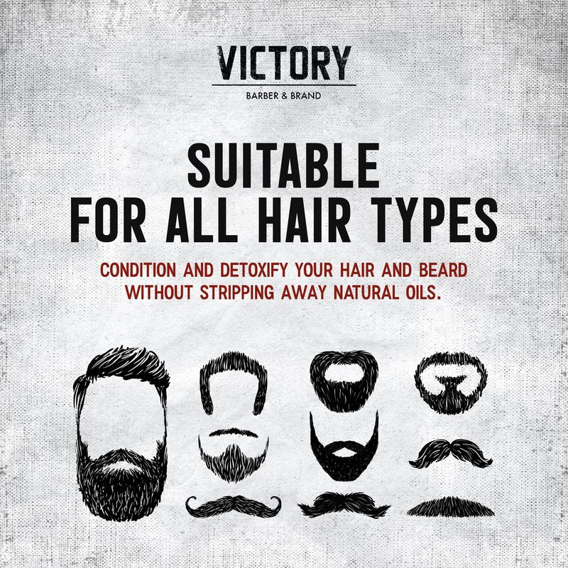 Victory Barber & Brand Beard Wash - Made in USA, Men's All-in-One Shampoo and Conditioner, Hydrating, Smoothening, Softening, 8.4 Fl Oz