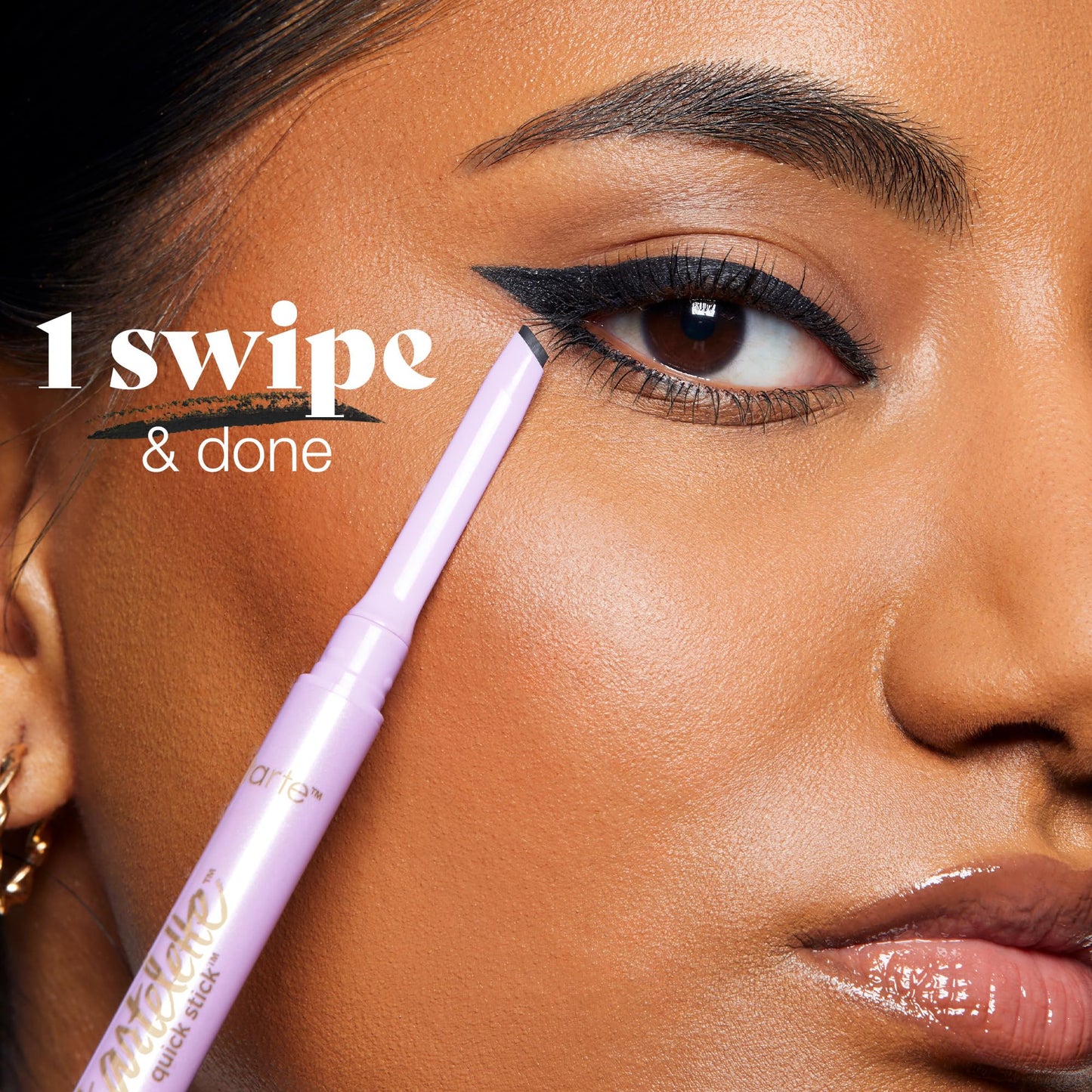 tarte tartelette quick stick liner – Ultra-Thin Slanted Tip Gel Eyeliner for Precision, Waterproof Eye Makeup, Vegan & Cruelty-Free, full size, black