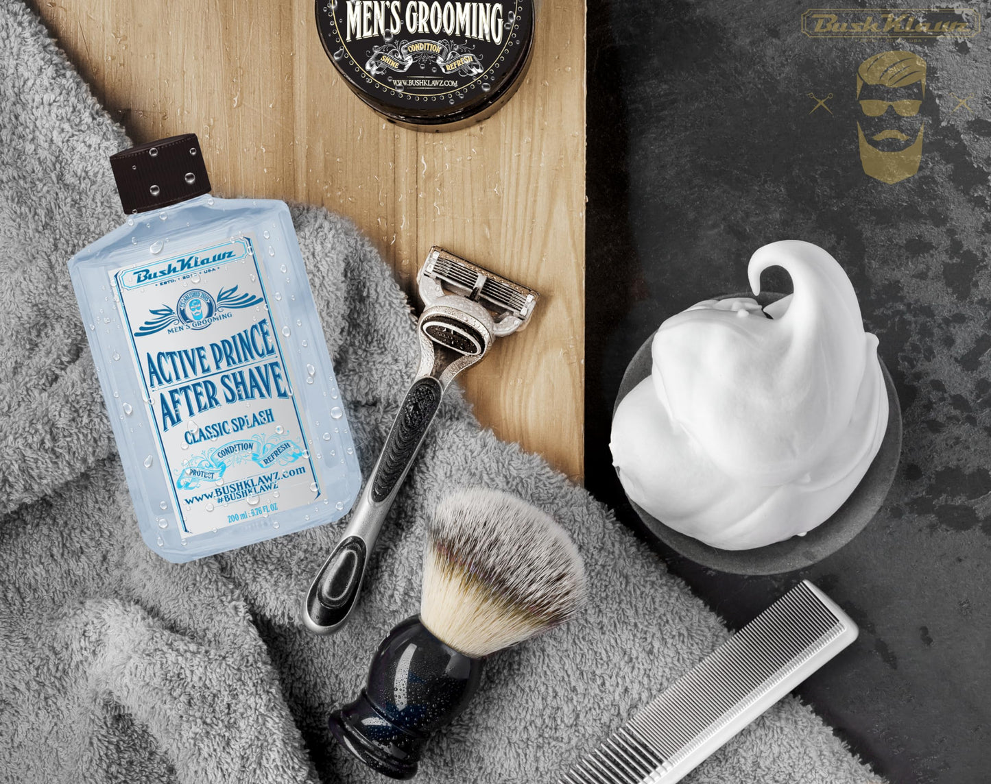 BushKlawz Classic Refreshing Cooling Soothing Barbershop After Shave Lotion Balm Toner Splash Variety Sampler Travel Kit Satisfy all Types of Viking Cannon Black Prime AfterShave Tonic Cologne
