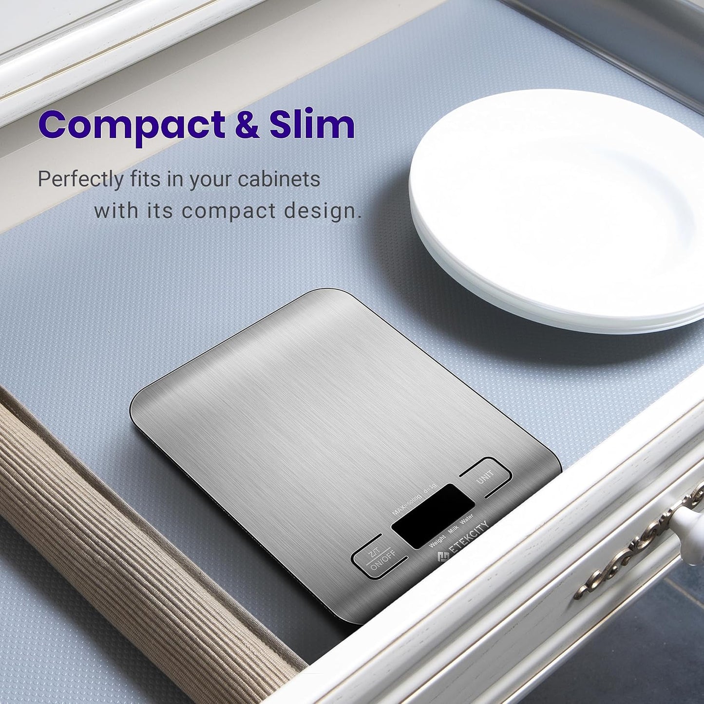 Digital Kitchen Scale - Accurate Grams & Ounces Measurement for Weight Loss, Baking & Meal Prep | Medium 304 Stainless Steel
