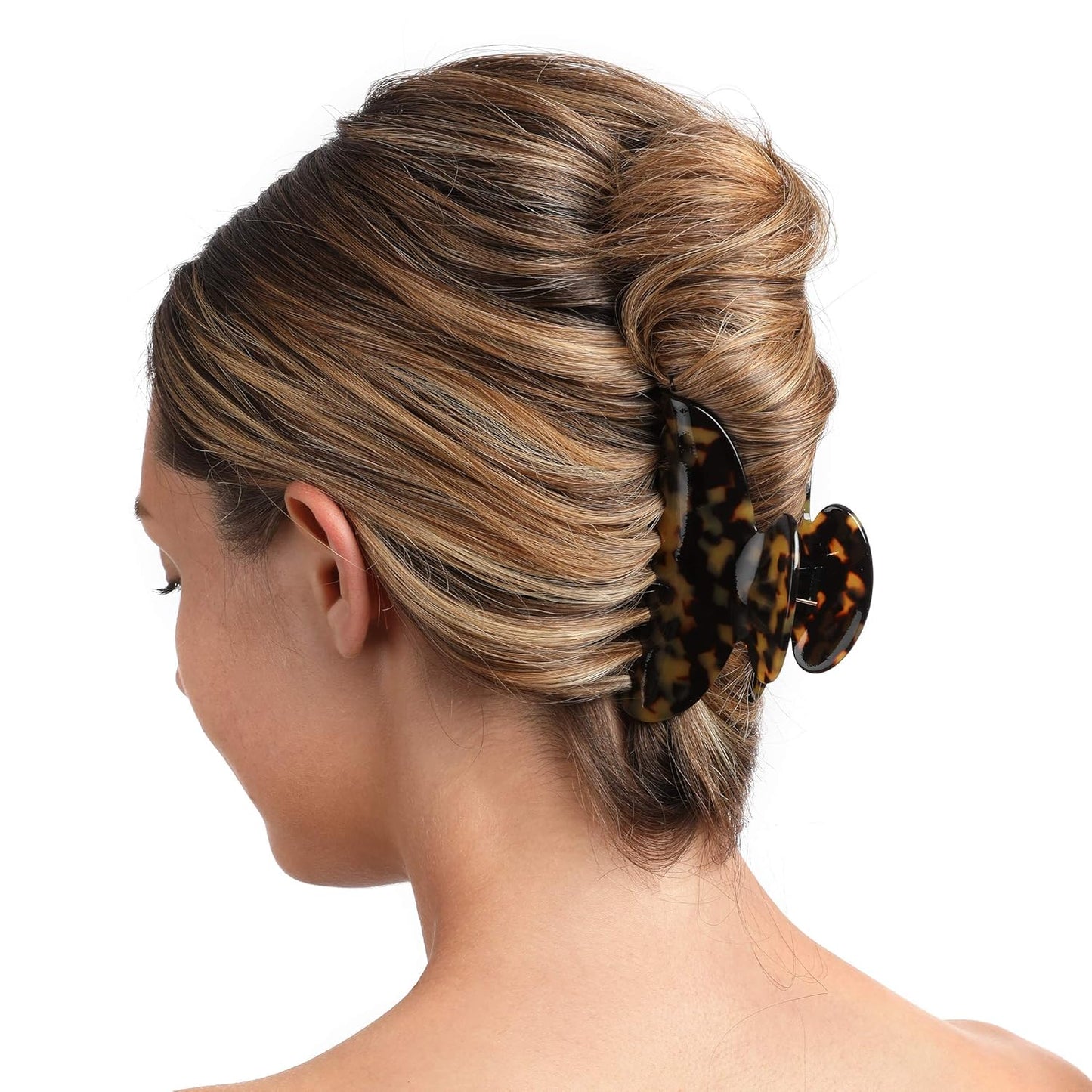 Medium Tortoise Hair Claw Clips for Women - Leopard Print Celluloid Jaw Clamps | 3 Pack