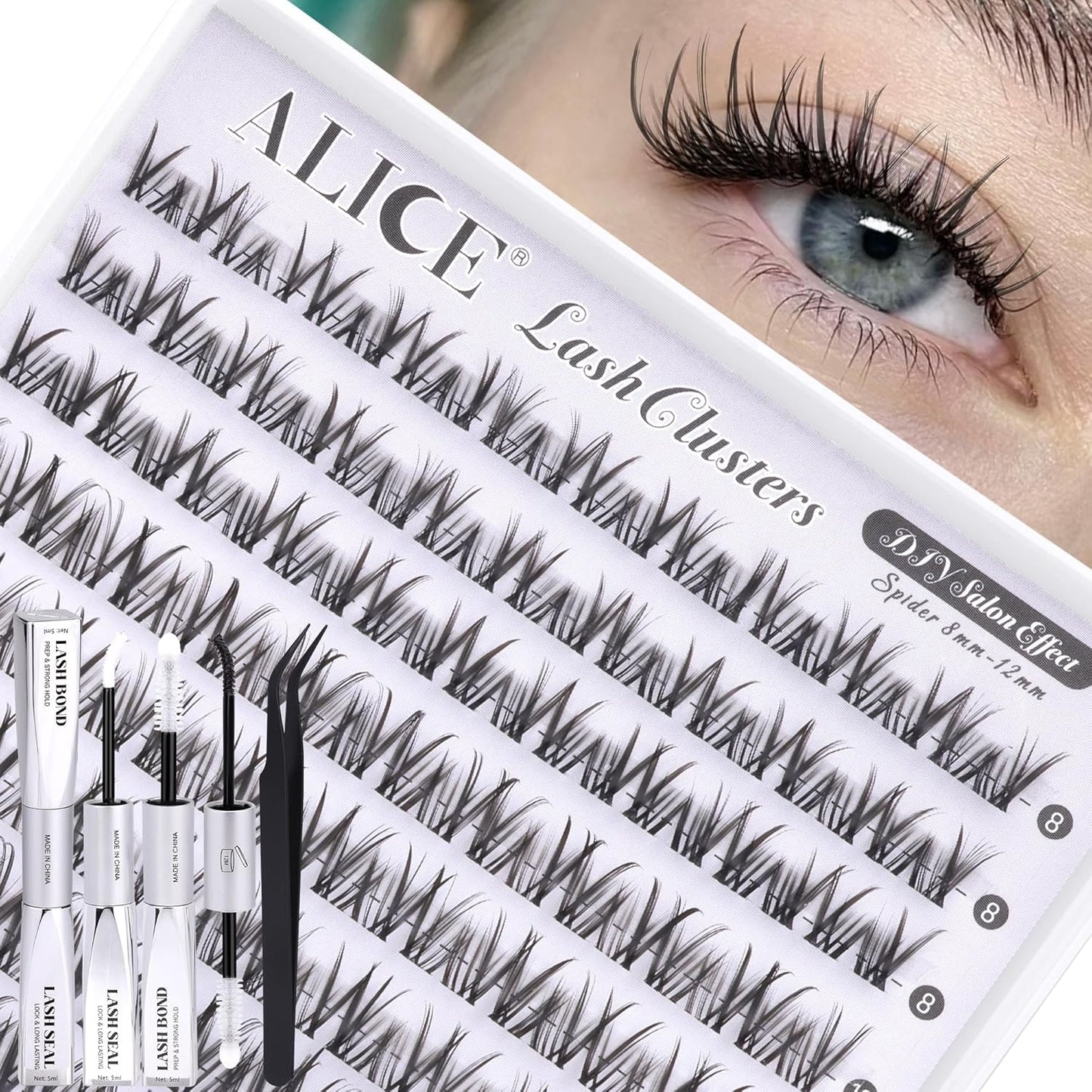 Natural Lash Clusters - Wispy Eyelash Extensions 168pcs | 8-16mm C-Curl, Soft Thin Band for a Natural Look