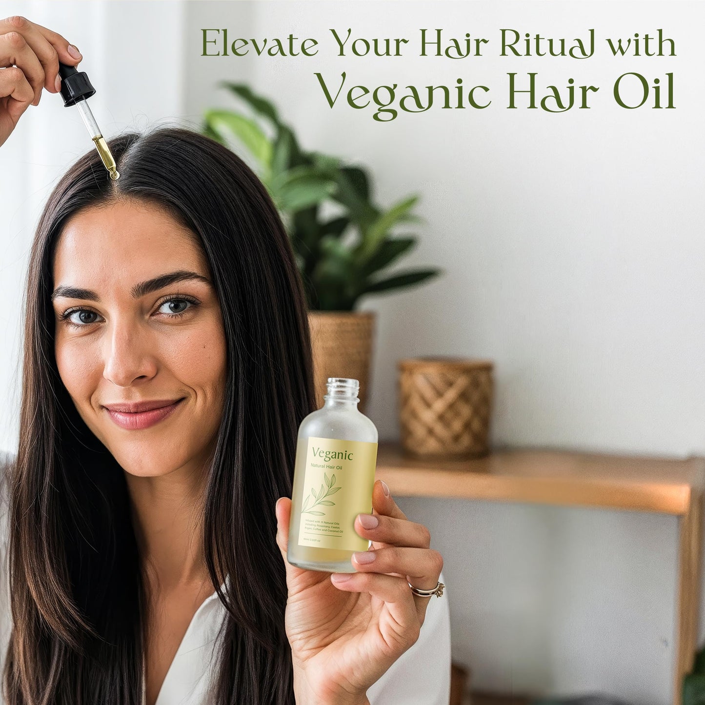 Veganic Natural Hair Growth Oil for Women infused with 10 Premium Botanic Oils plus Organic Rosemary Oil for Hair Growth | Salon-Grade Volumizing & Nourishment | Non-GMO Verified | 30-Day Supply