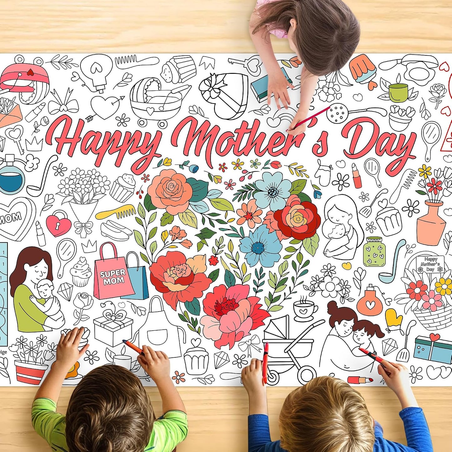 Monster Truck Coloring Tablecloth - Large 30x72 Inch for Kids | Perfect for Birthday Parties & Classroom Fun