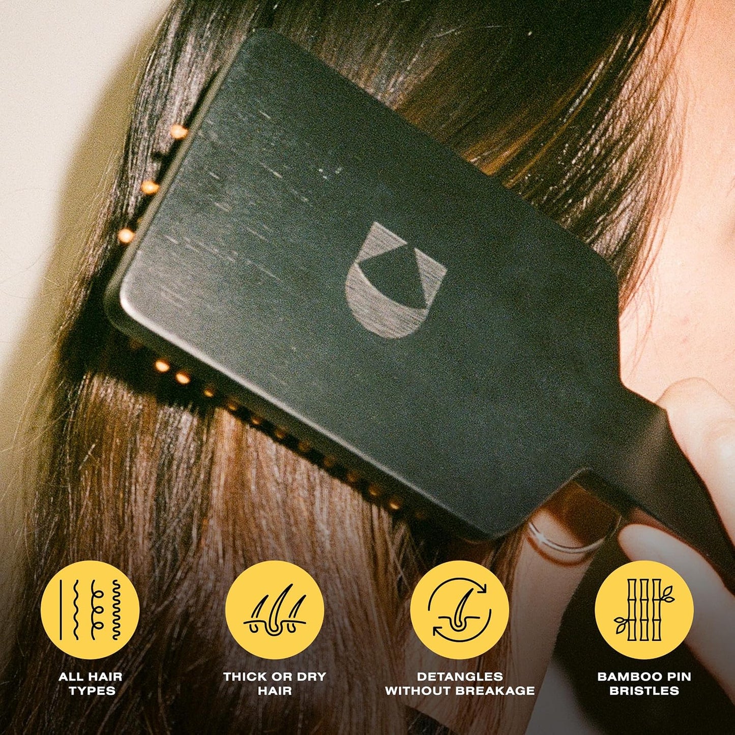 Ceremonia Bamboo Paddle Brush for Thick Hair - Eco-Friendly Detangling & Scalp Stimulation