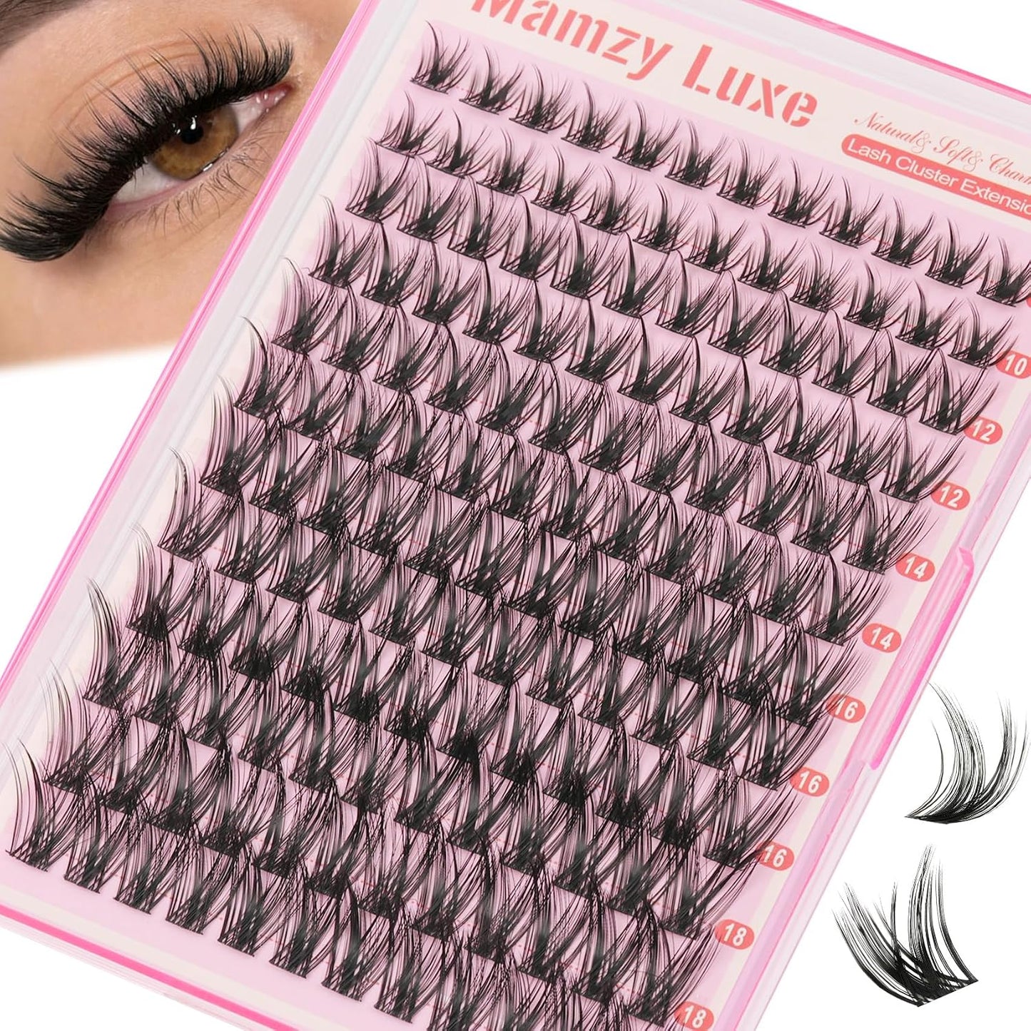 Natural Lash Clusters Kit - Short Wispy Eyelash Extensions 8-14MM | 120Pcs with Bond, Seal & Tweezers