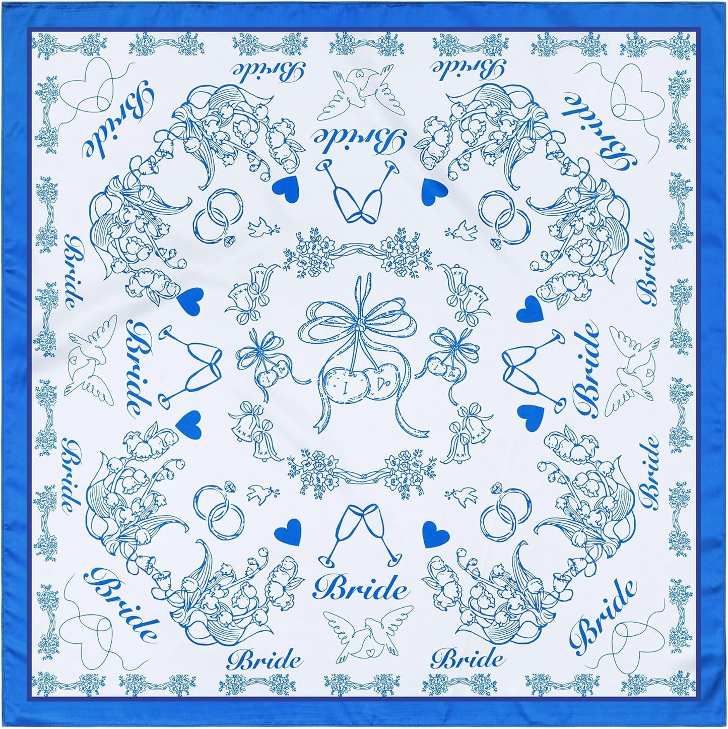 Bride Head Scarf - Bachelorette Party Bandana | 27.5" Square Satin Handkerchief for Weddings & Events