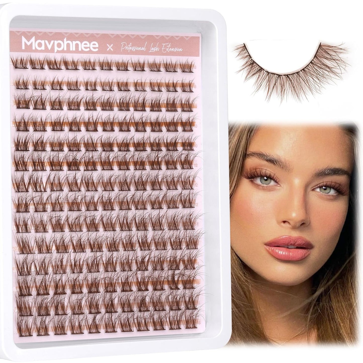 Brown Lash Clusters - Natural Wispy Eyelash Extensions | 154 Pcs C-Curly for Everyday Wear