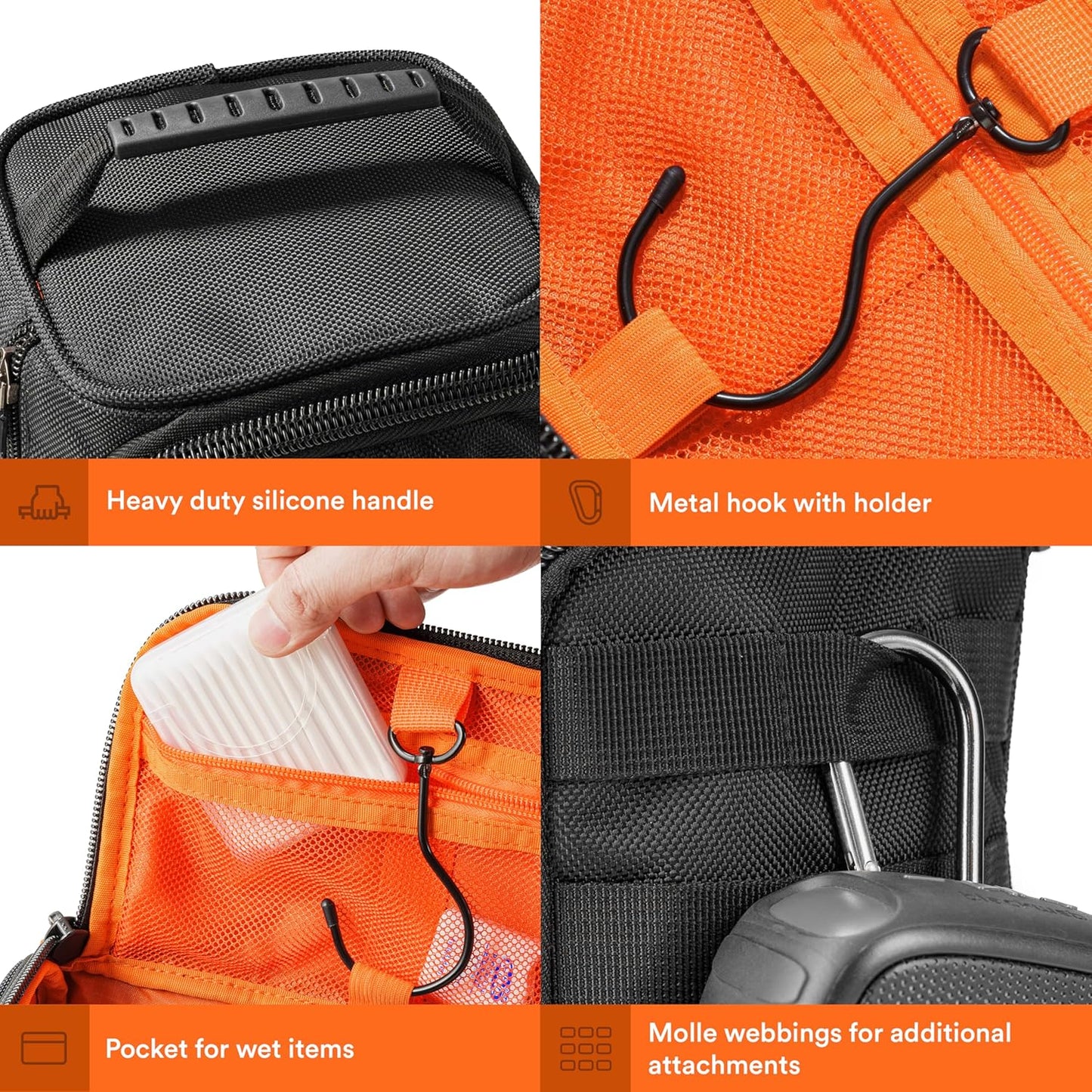 Hanging Toiletry Bag - Tactical Dopp Kit for Men | Travel Organizer for Cosmetics & Grooming Essentials