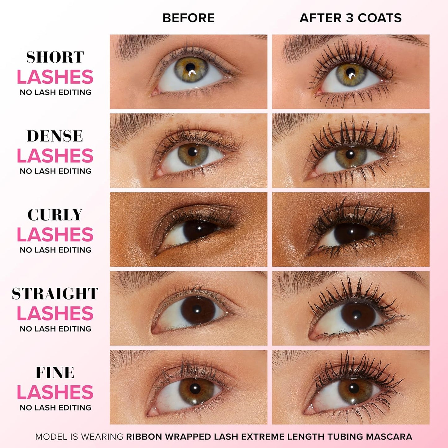 Too Faced Extreme Length Tubing Mascara - Ribbon Wrapped | No Smudging, Flaking, or Clumping