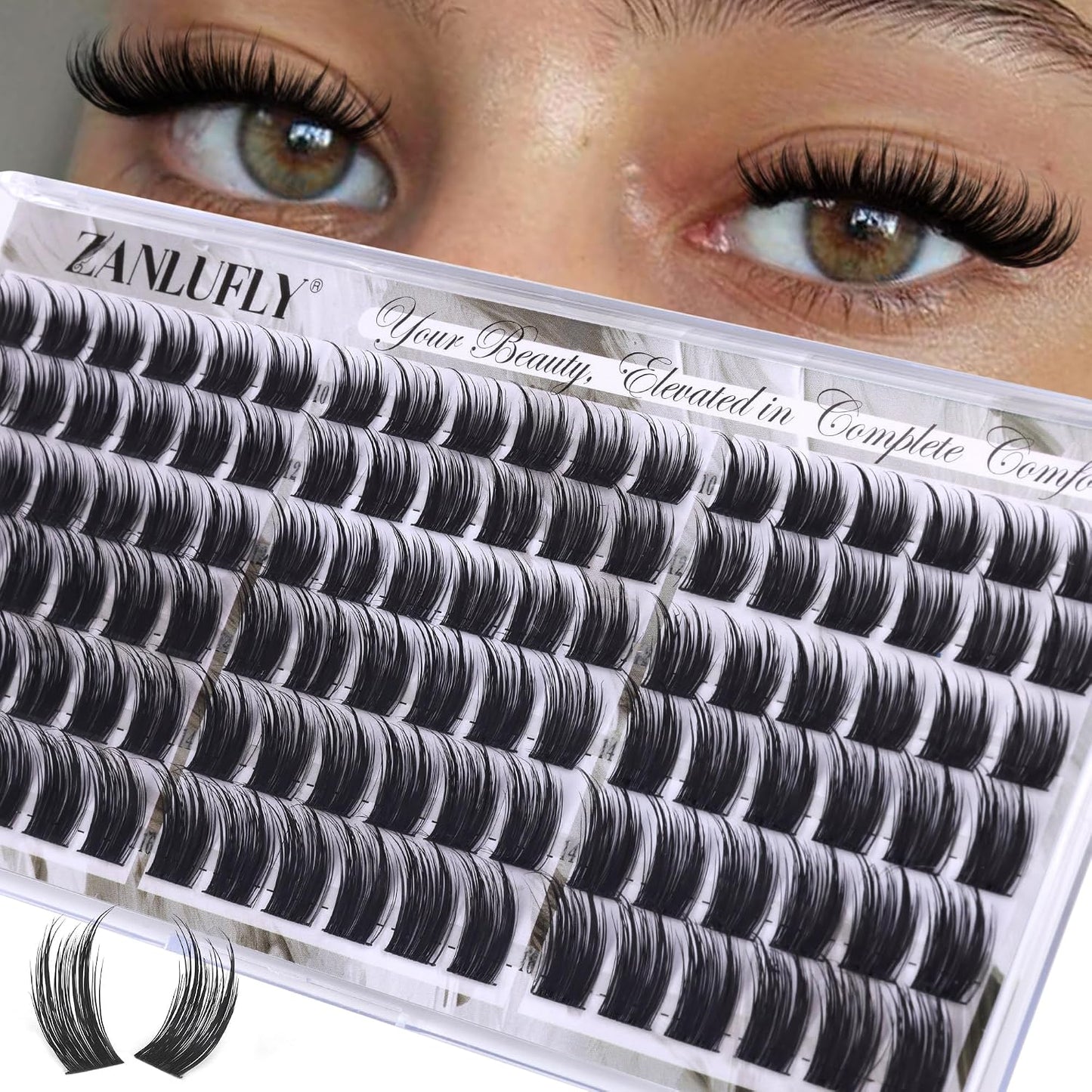 Natural Volume Eyelash Clusters - Wispy Faux Mink Extensions 10-16mm | CC Curly Individual Lashes