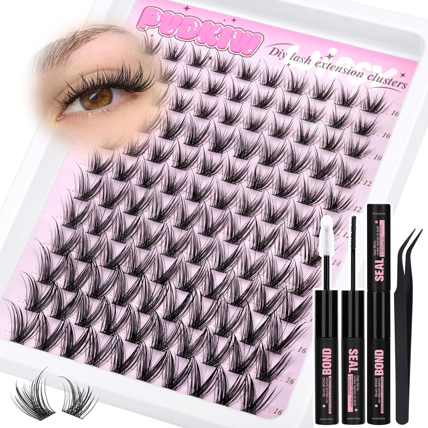 Bunny Lash Clusters - C Curl Anime Eyelash Extensions | 8-18MM Natural Fairy Lashes with Invisible Clear Band