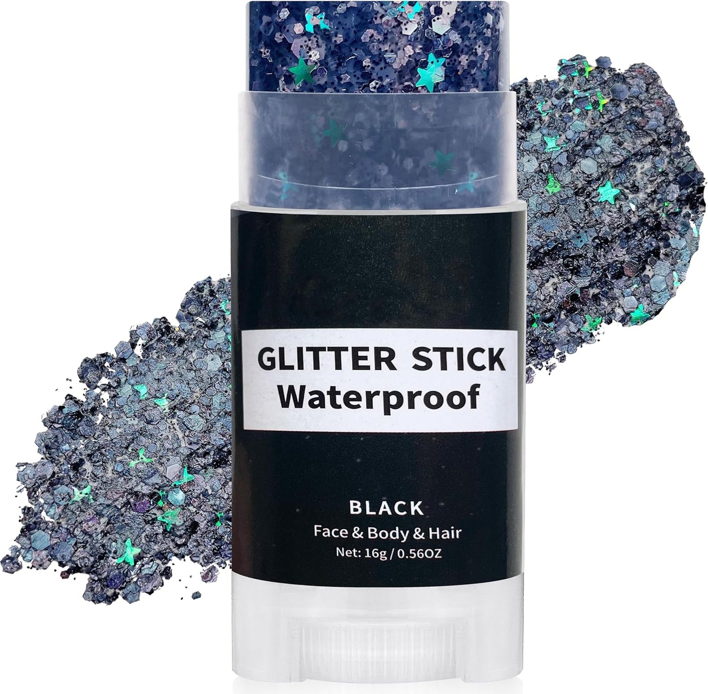 Hair Glitter Stick - Chunky Sequins for Rave & Concert | Waterproof Blue Face Glitter for Festivals & Halloween