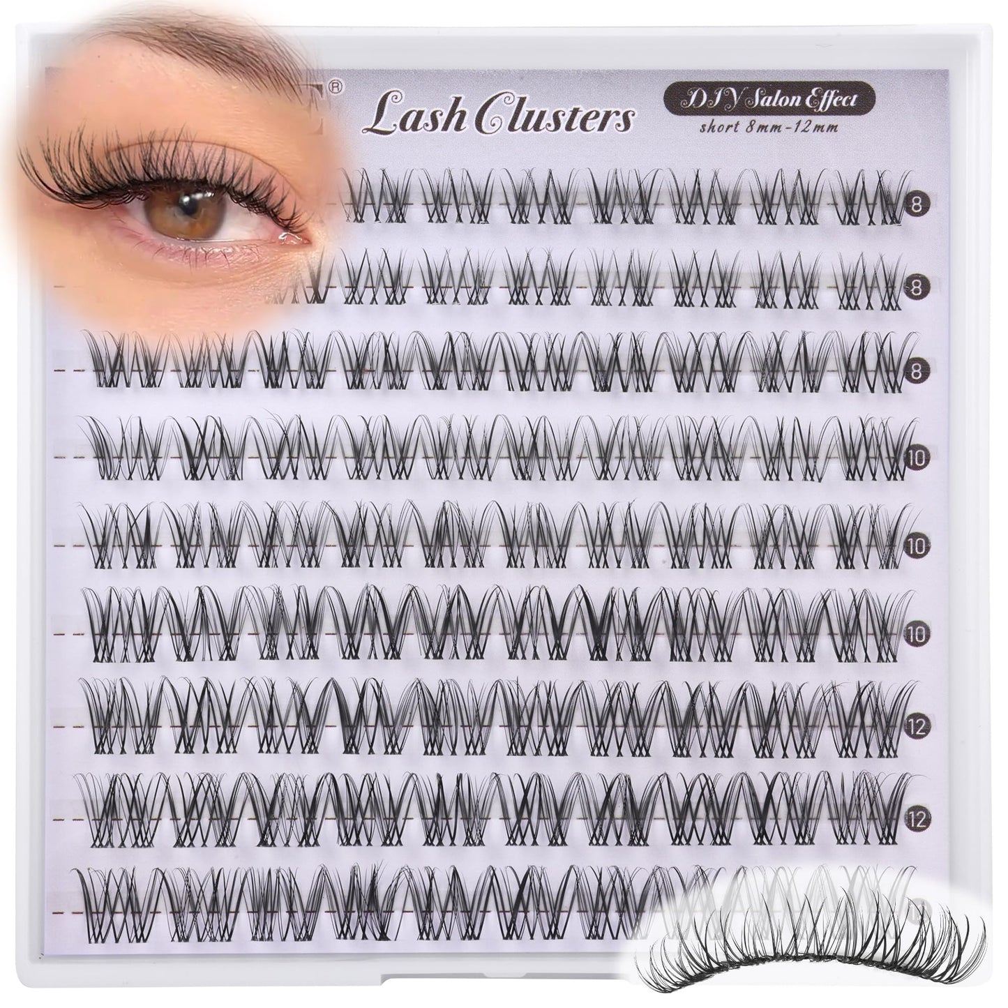 ALICE Natural Short Lash Clusters Invisible Band Wispy Eyelash Clusters 8-12mm Cluster Eyelash Extensions Lash Extensions DIY Individual Lashes
