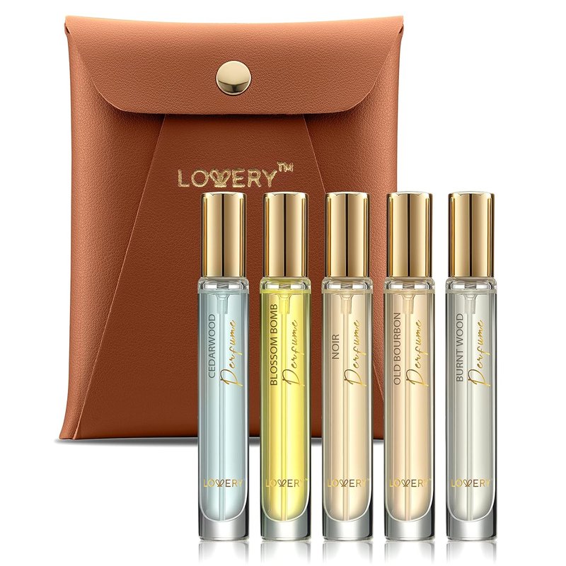 Unisex Mini Perfumes Gift Set - 5 Assorted Woody Floral Scents | 10ml Eau de Toilette Samples