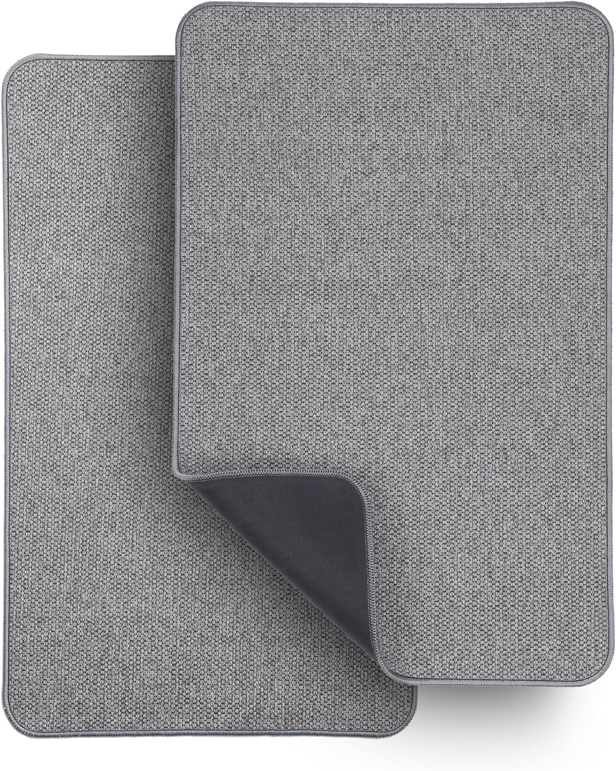 Ultra Thin Bath Mat - Non-Slip Rubber Bathroom Rug, Quick Dry & Absorbent | Grey, 1'5"x2'3" (17x27 Inch)