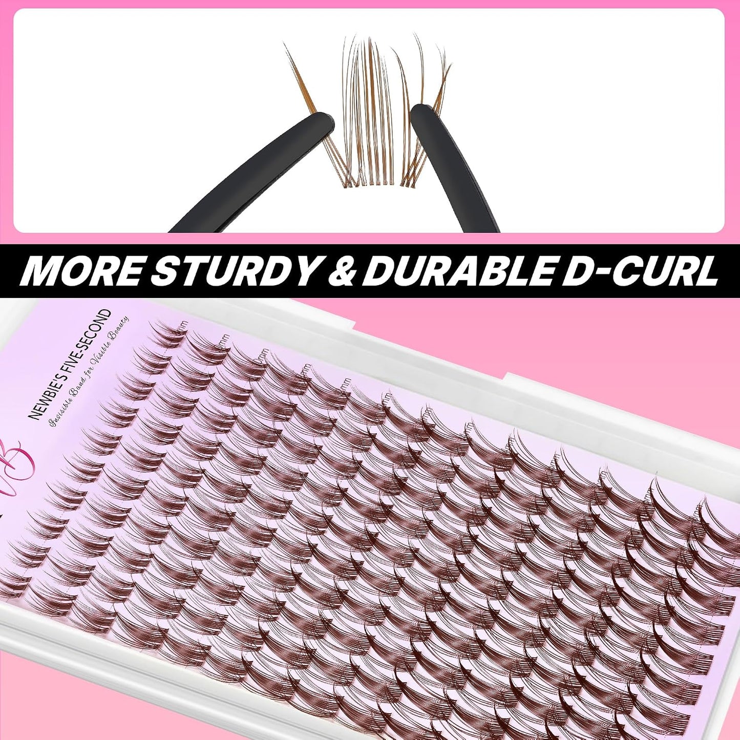 Brown Manga Lash Clusters - DIY Individual Eyelash Extensions with Thin Invisible Band | 8-18mm Mixed Lengths for Easy Self-Application
