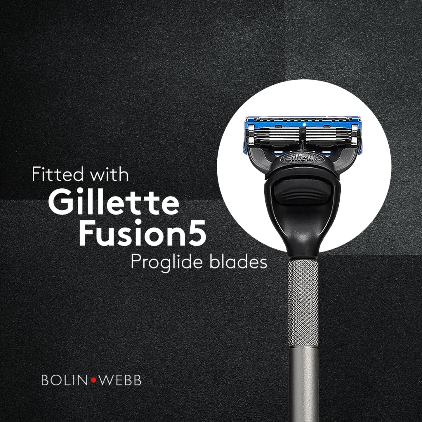 Bolin Webb Generation Razor & Stand - Luxury Razors for Men with Gillette Fusion 5 Blades, Premium Aluminum Shaving Razor for Smooth, Comfortable Shave, Ideal Gift & Daily Grooming Set (Graphite)