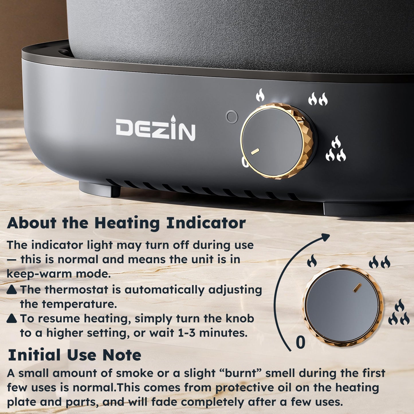 Dezin Hot Pot Electric with Divider, 4L Dual-Flavor Electric Shabu Shabu Pot, Removable Nonstick Pot Easy to Clean, Multi-Power Control for Family & Friends Gathering, Silicone Ladle Included