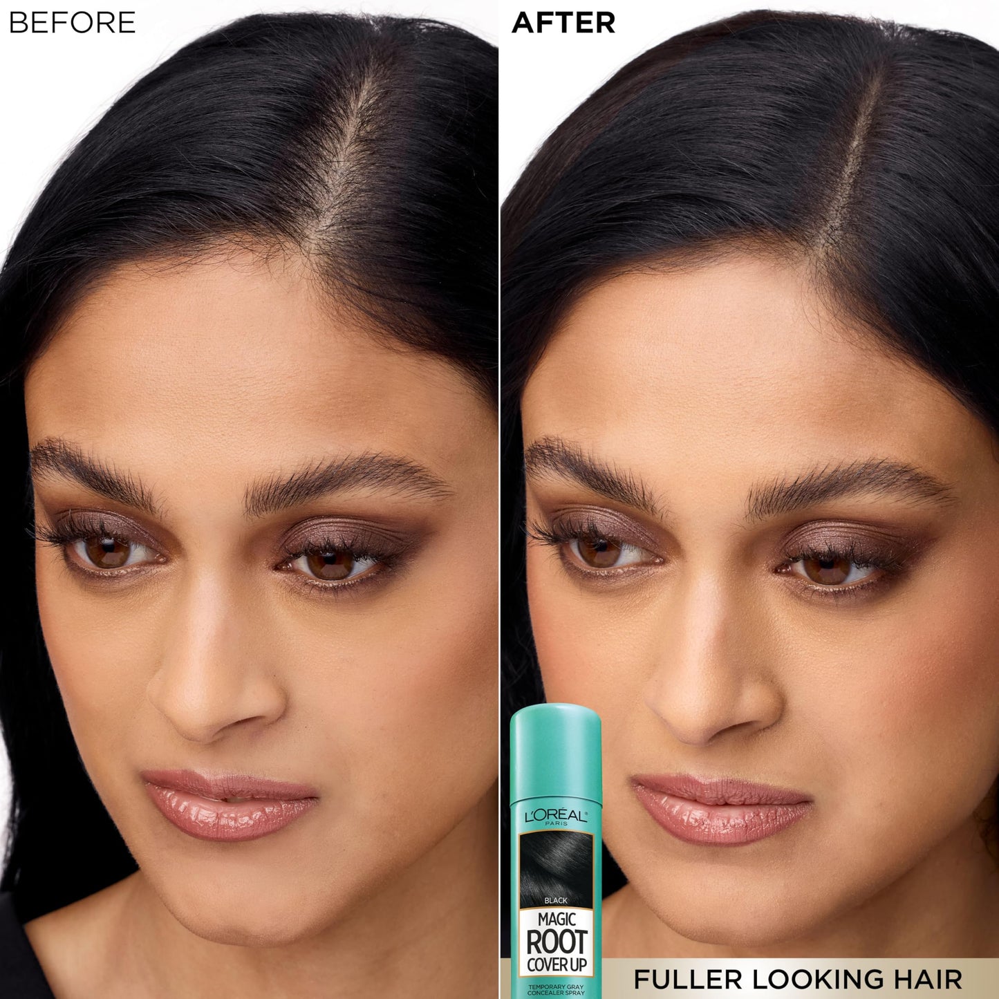 L'Oreal Paris Magic Root Cover Up Gray Hair Spray, 100% Gray Hair Coverage with Buildable, Lightweight, Transfer-Resistant, and Temporary Formula, Ammonia-Free, Medium Brown, 2 oz (2 Count)