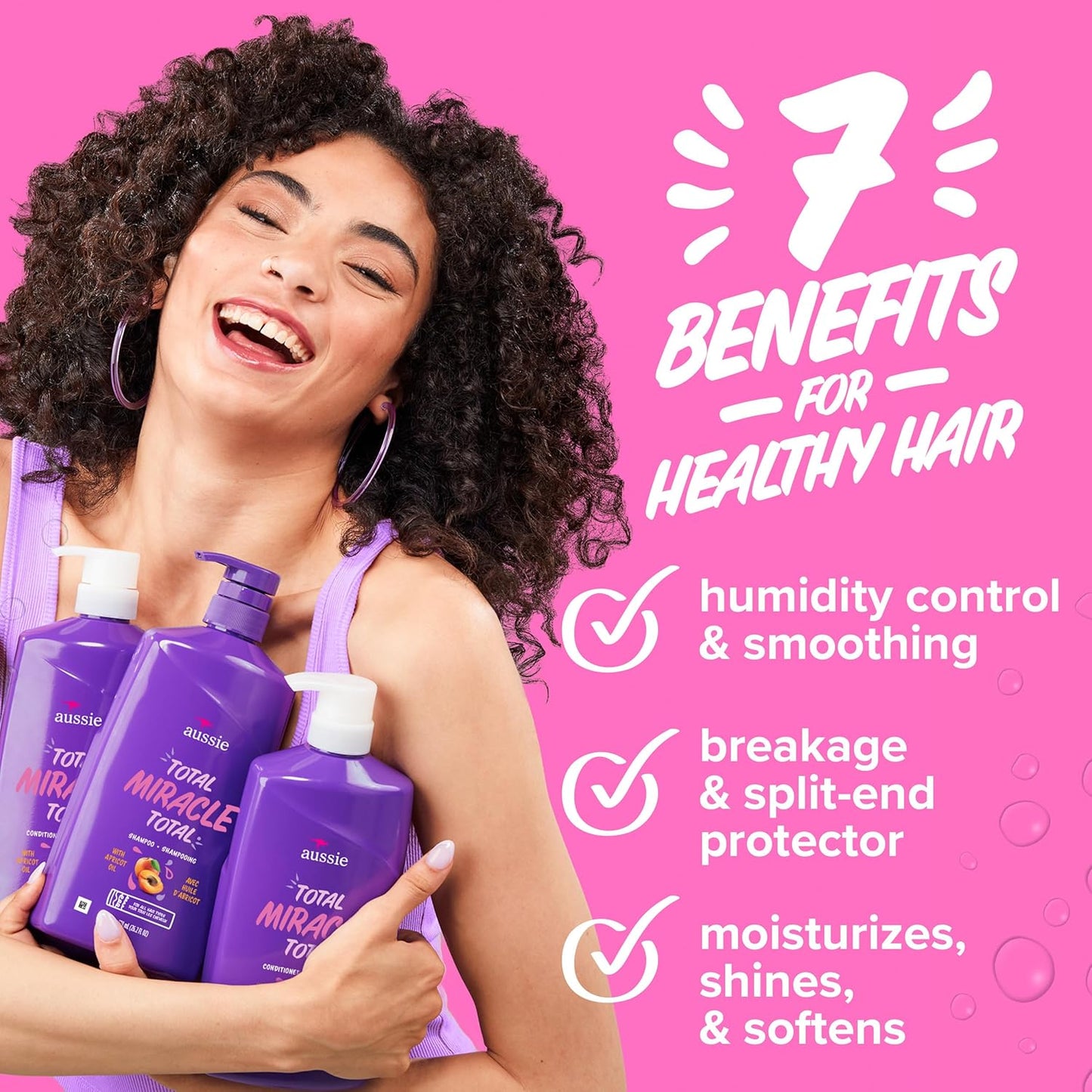Aussie Total Miracle Hair Care Bundle | Shampoo & Conditioner with Apricot & Macadamia Oil - Paraben-Free, 26.2 & 8 Fl Oz