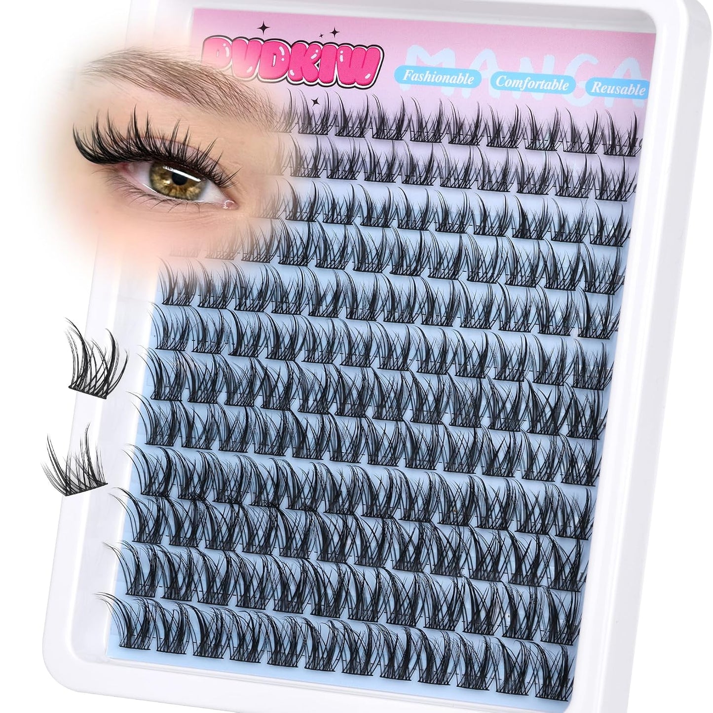 Bunny Lash Clusters - C Curl Anime Eyelash Extensions | 8-18MM Natural Fairy Lashes with Invisible Clear Band