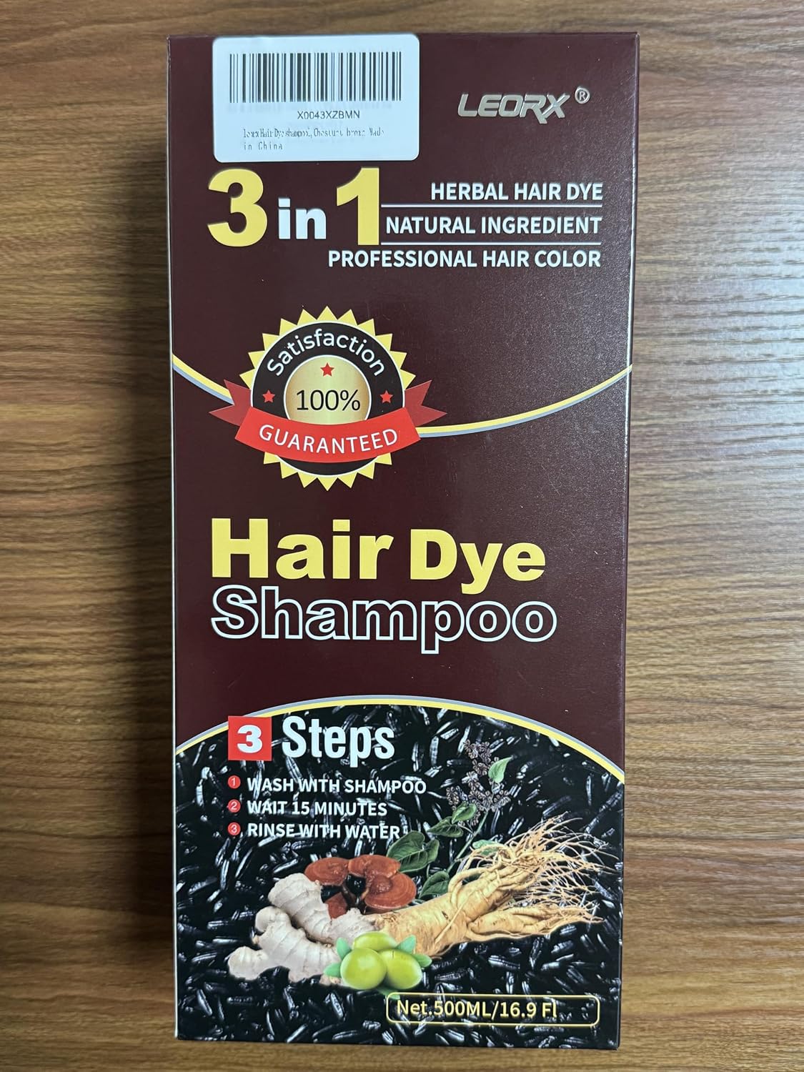 Chestnut Brown Hair Dye Shampoo | 3-in-1 Instant Herbal Color for Men & Women - Easy At-Home Application