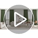KOUFALL Olive Green Semi Sheer Linen Curtains - 45 Inch Length, Set of 2 Panels
