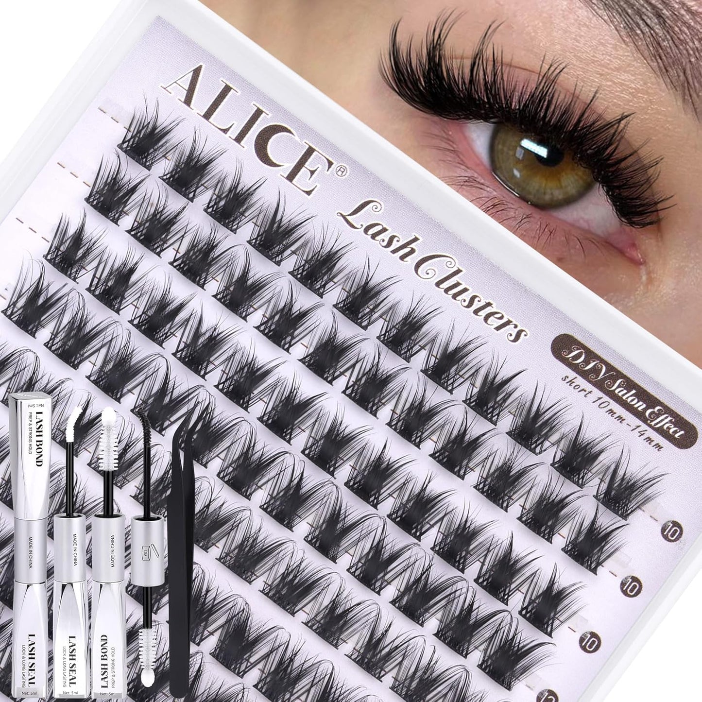 Natural Lash Clusters - Wispy Eyelash Extensions 168pcs | 8-16mm C-Curl, Soft Thin Band for a Natural Look
