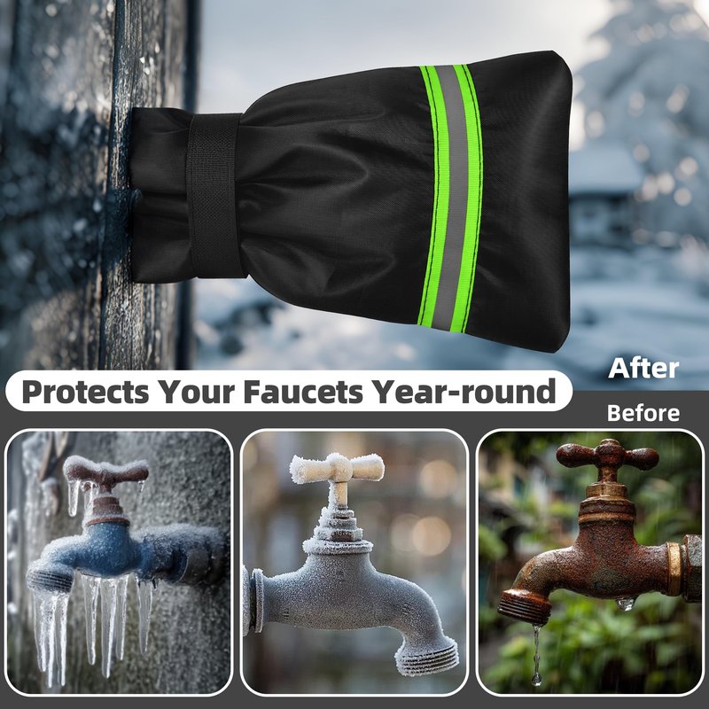 Outdoor Faucet Covers for Winter: Freeze Protection for Outside Hose Bib Spout - Insulation Water Spigot Sock with 9.5" H x 6.7" W - Waterproof Tap Cover Reusable for Garden 2 Pack
