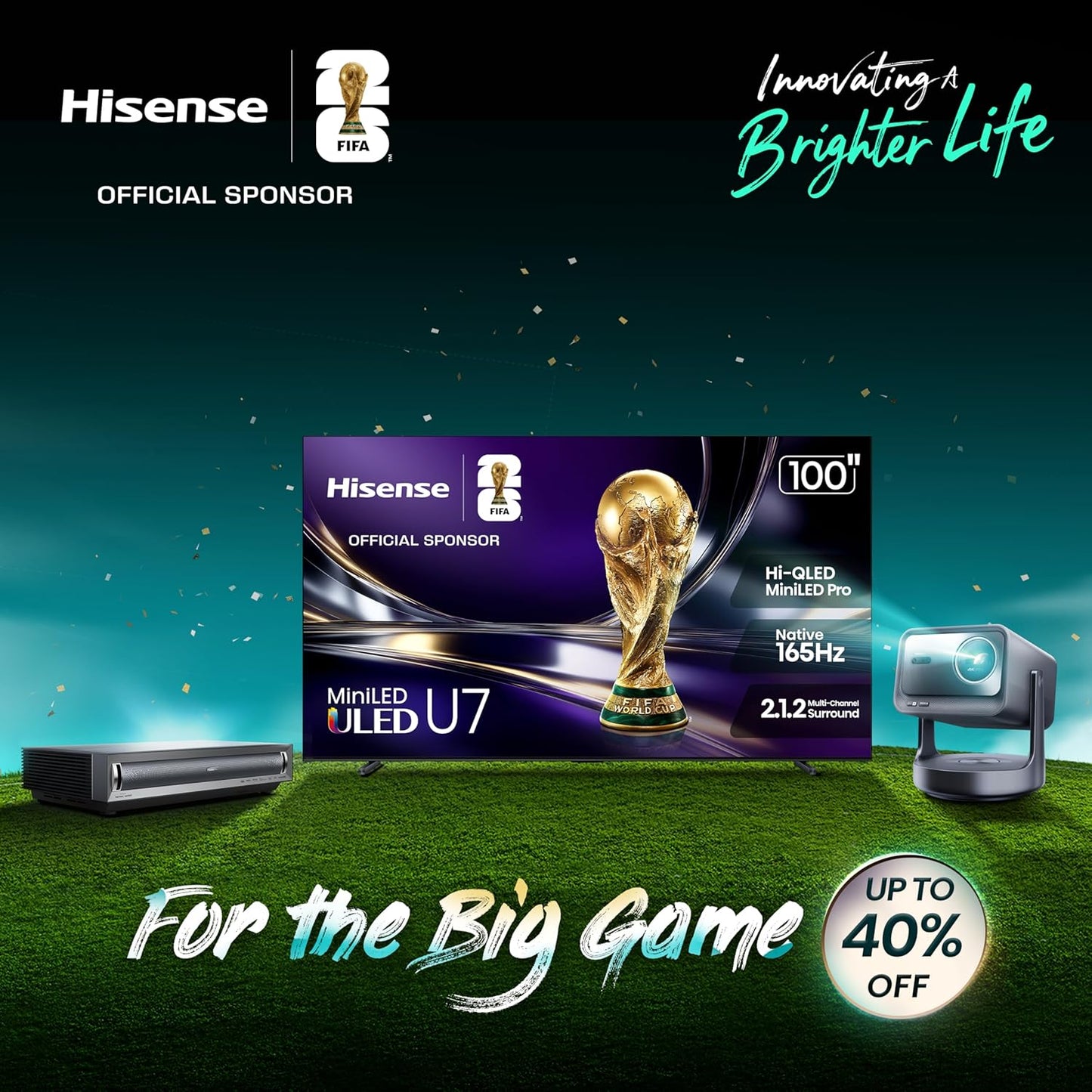 Hisense 75" U7 Mini-LED 4K UHD Smart Gaming TV - Hi-QLED, 165Hz, Dolby Vision IQ, IMAX Enhanced