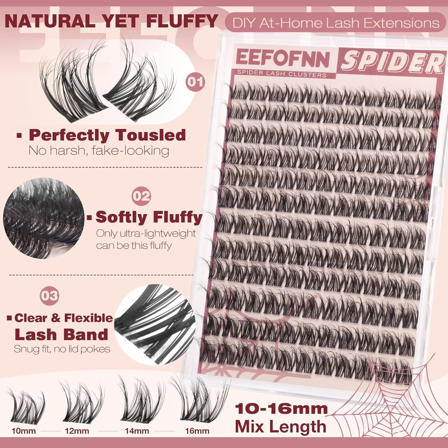Fluffy Lash Clusters - Natural DD Curl Eyelash Extensions | Soft 10-16mm Wispy Individual Lashes