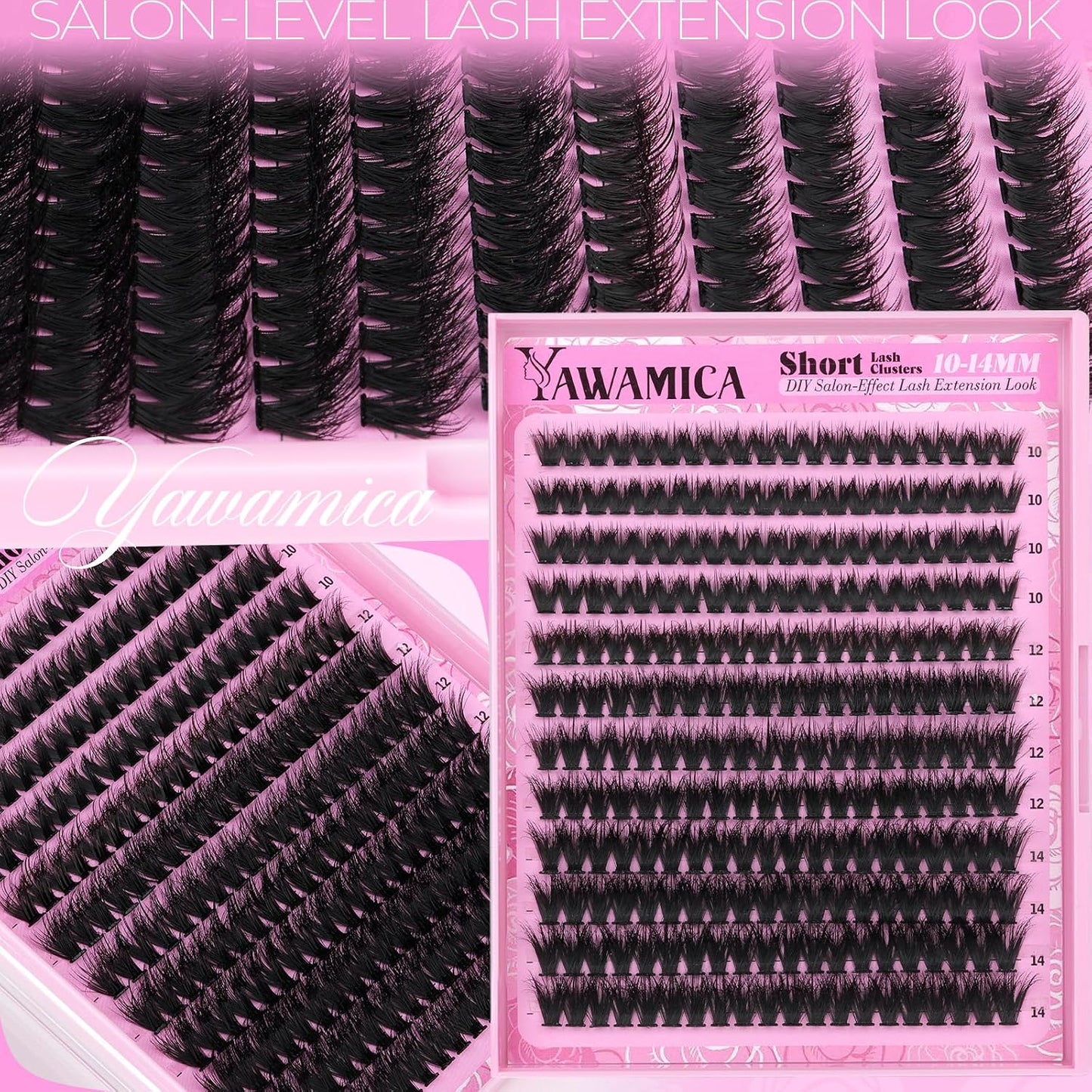 Fluffy Lash Clusters - 10-14mm D Curl Individual Eyelash Extensions | Thick 200D Volume for Soft Glam