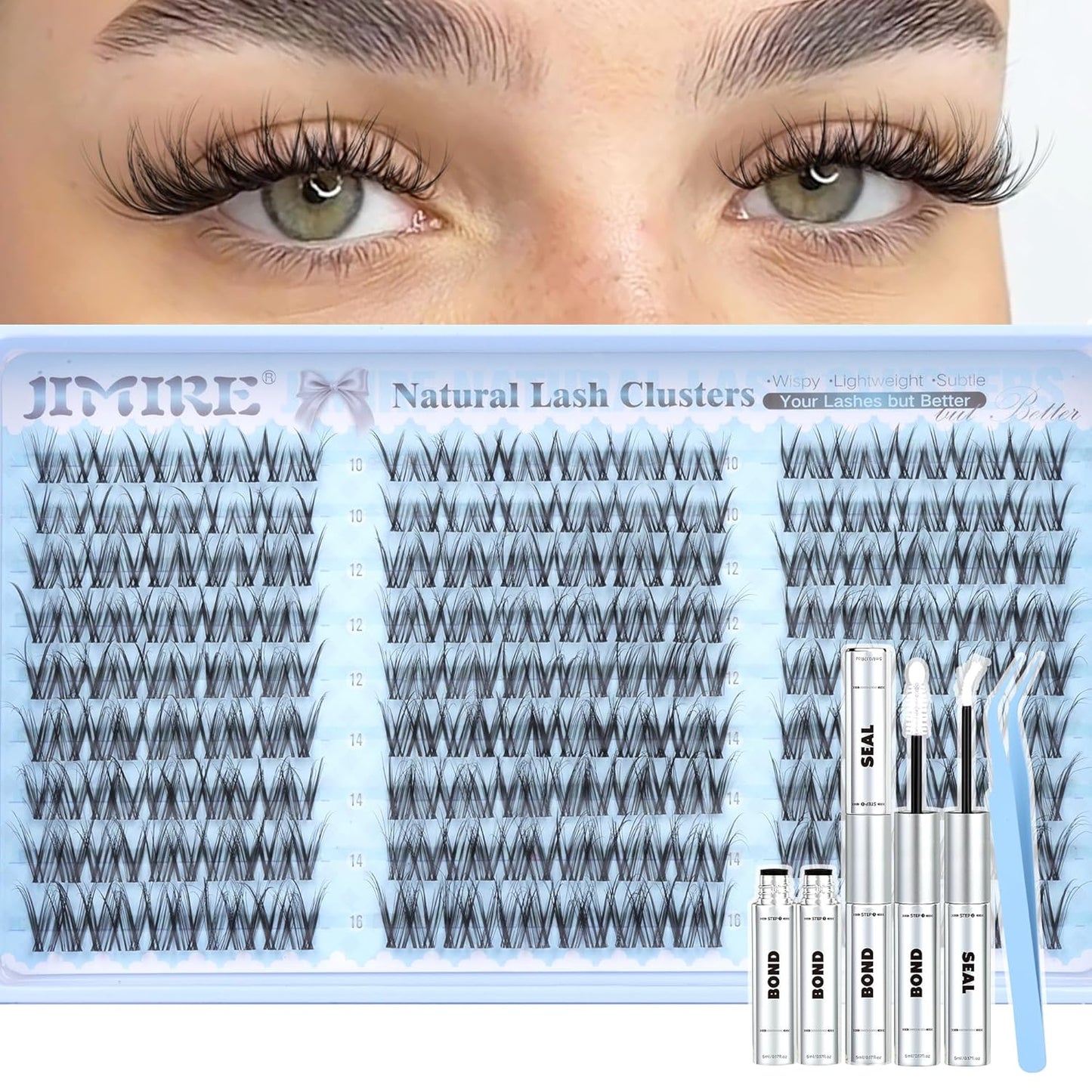 Manga Lash Clusters - Wispy Fluffy Eyelash Extensions | CC Curly 14-18MM, 162 Pcs Pack for DIY Thick Volume