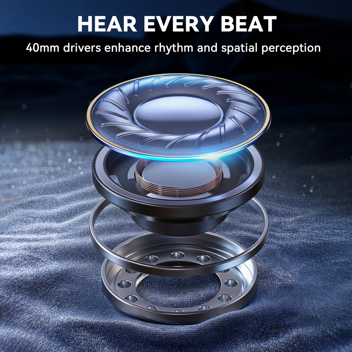 Pointcinco Hybrid Active Noise Cancelling Headphones, Over Ear Bluetooth 6.0 Wireless Headphones, 80H Playtime, Deep Bass, HiFi Stereo Sound, Lightweight Foldable for Travel, Home and Office(Black)