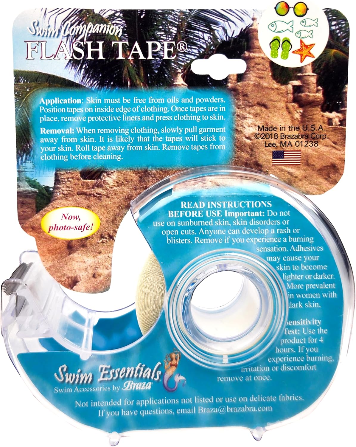 Braza Swim Flash Tape - Double-Sided Clear Adhesive Body & Clothing Tape for Secure Fit | 2 Yards
