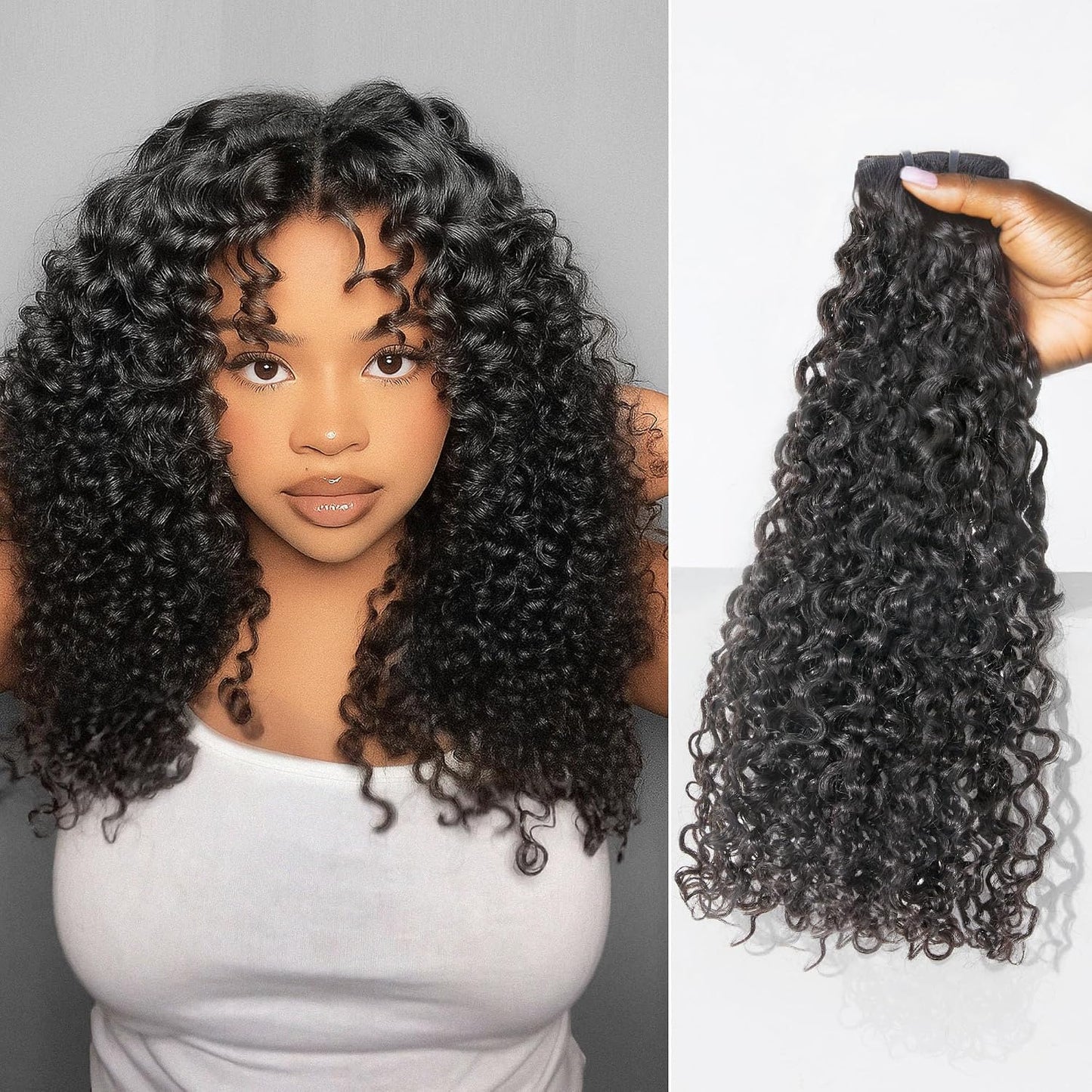 Invisible Messy Curly Clip-In Hair Extensions - Real Human Hair for Women | 14 Inch, 110g, 6 Pcs, Remy Hair