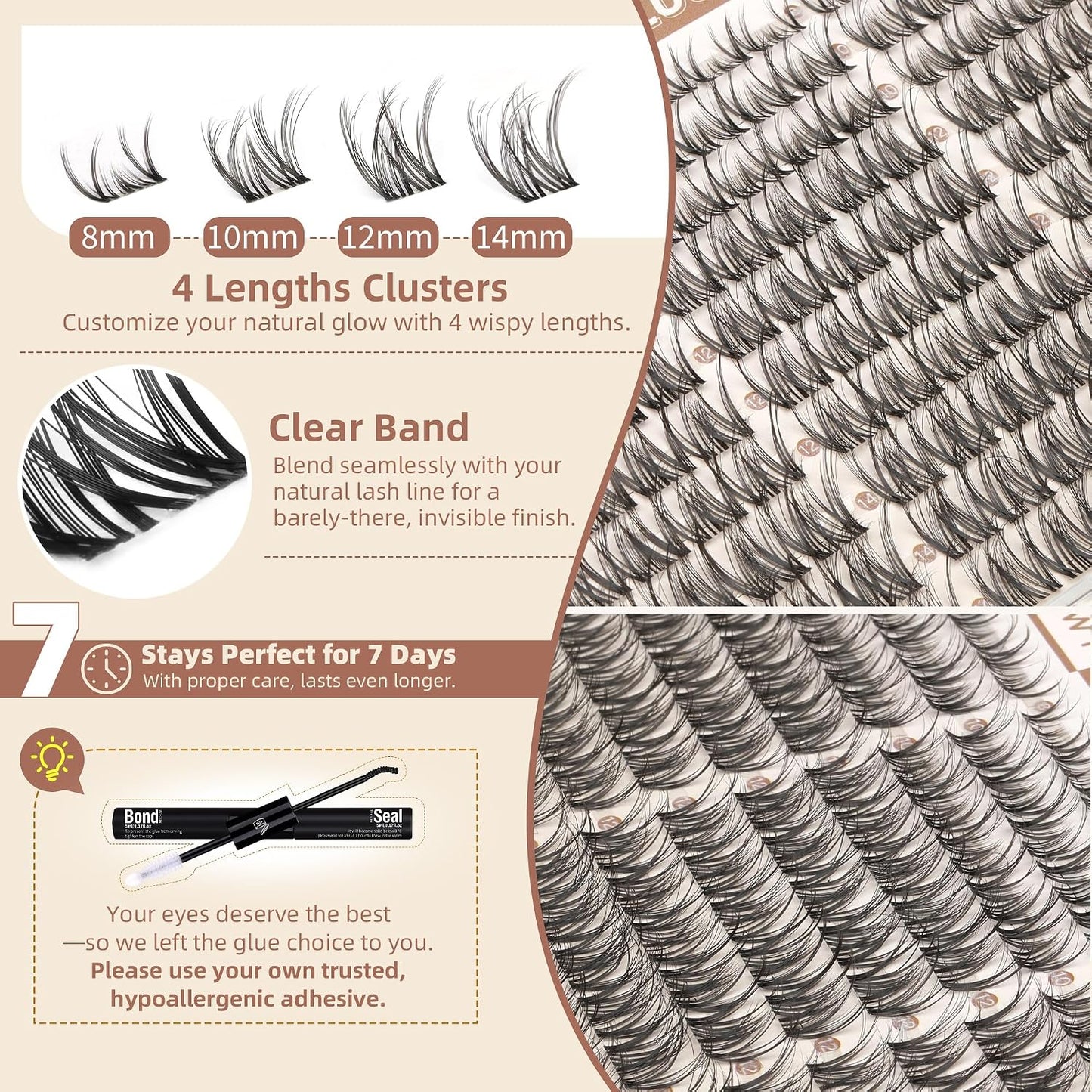 Spider Lash Clusters - Wispy D Curly Eyelash Extensions | Natural 8-14MM Kim K Style for DIY at Home