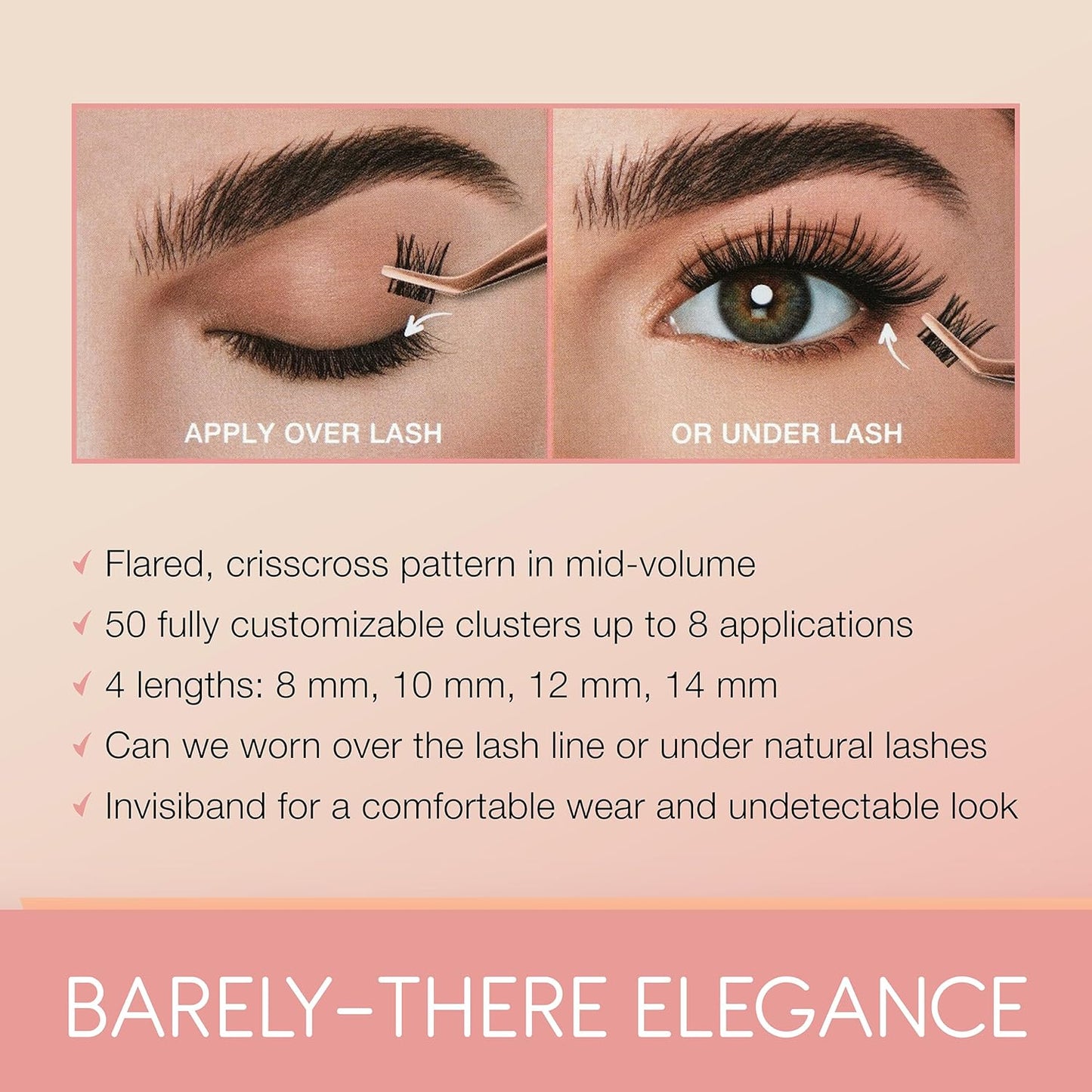 Naked Clusters 437 - Lightweight Human Hair Cluster Lashes | Mixed Length 8-14mm, DIY Lash Extensions, 50 Clusters