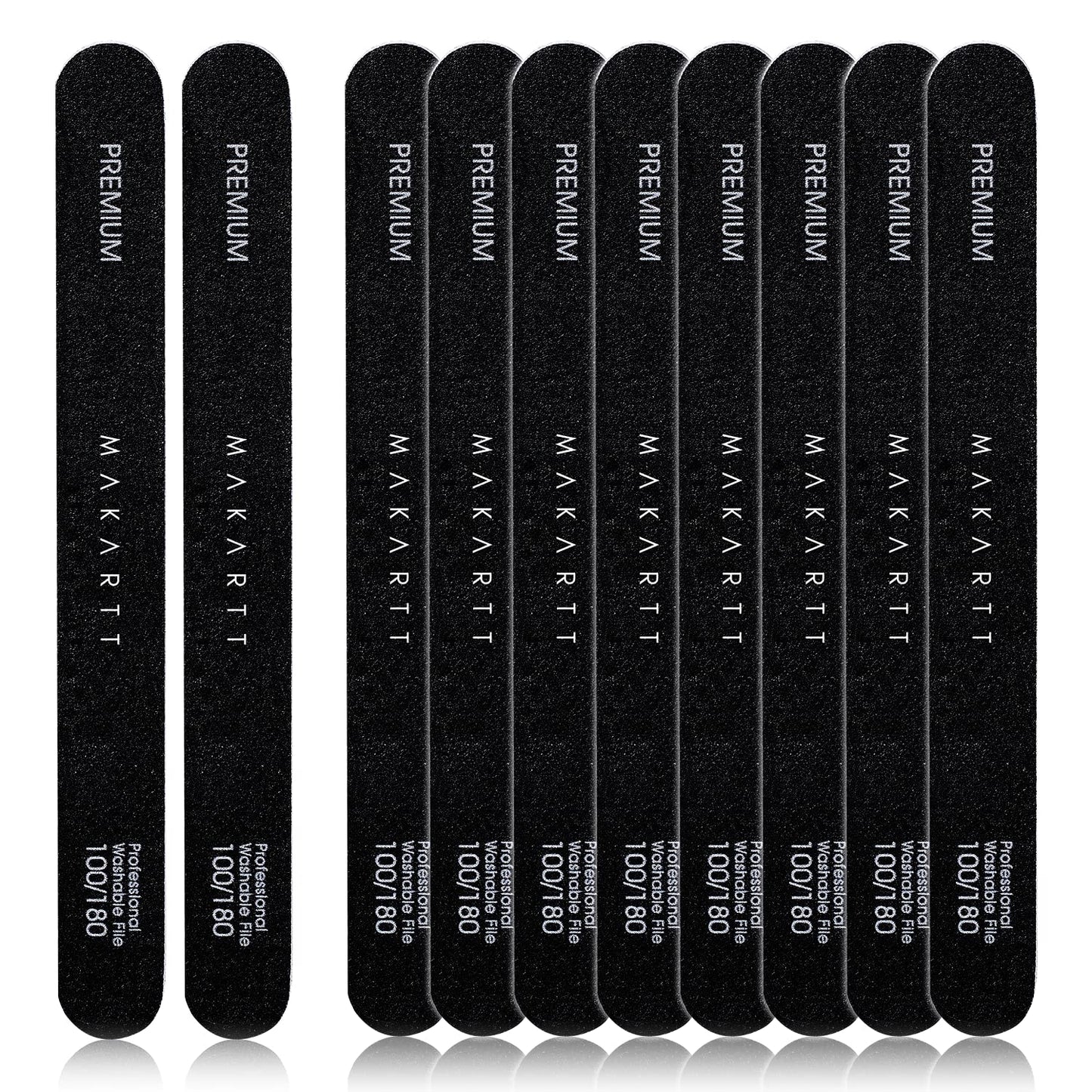 Makartt Nail File - 100/180 Grit Emery Boards for Nails, Professional Nail Files, 10pcs Double Sides Black Coarse Fingernail Filer for Acrylic and Extension Gel Removal Manicure Kit Salon Home Use