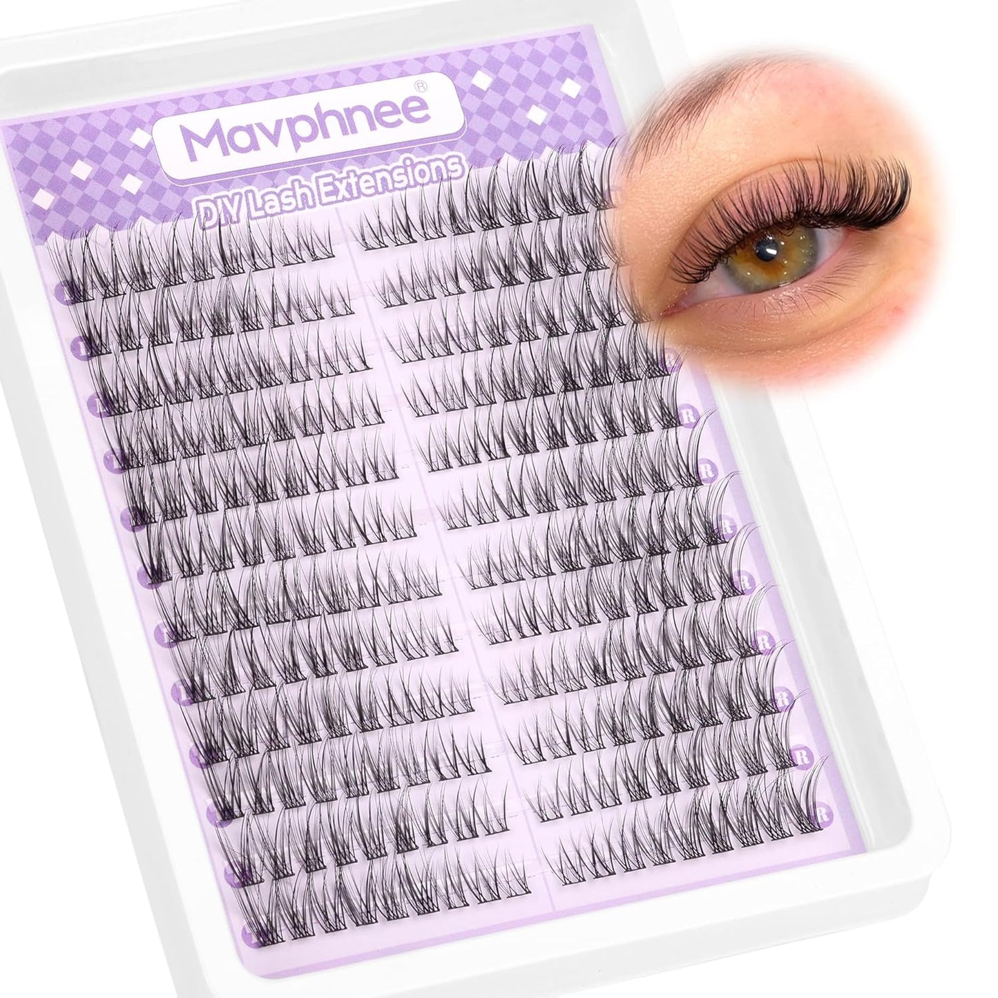 Natural DIY Lash Extensions - C-Curly Cluster Eyelashes | 216 Pcs Wispy Cat Eye Lashes for Beginners
