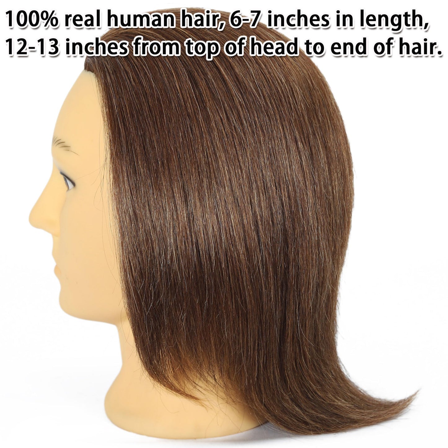 TKIMHEQ Male Mannequin Head with Beard 100% Human Hair Haircut Training Head for Cosmetology Straight Thick Hair Manikin Head Doll Head with Stand Practice Cutting Styling