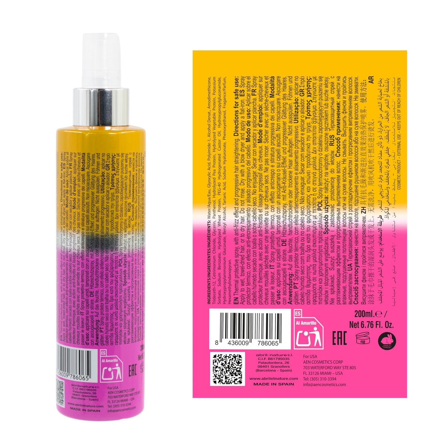 abril et nature - Keratin Liss Repair Thermal Protector - Progressive Straightening - Protects from Heat and Repairs - With Anti-Frizz Keratin - Hydrated and Soft Hair - 200 ml