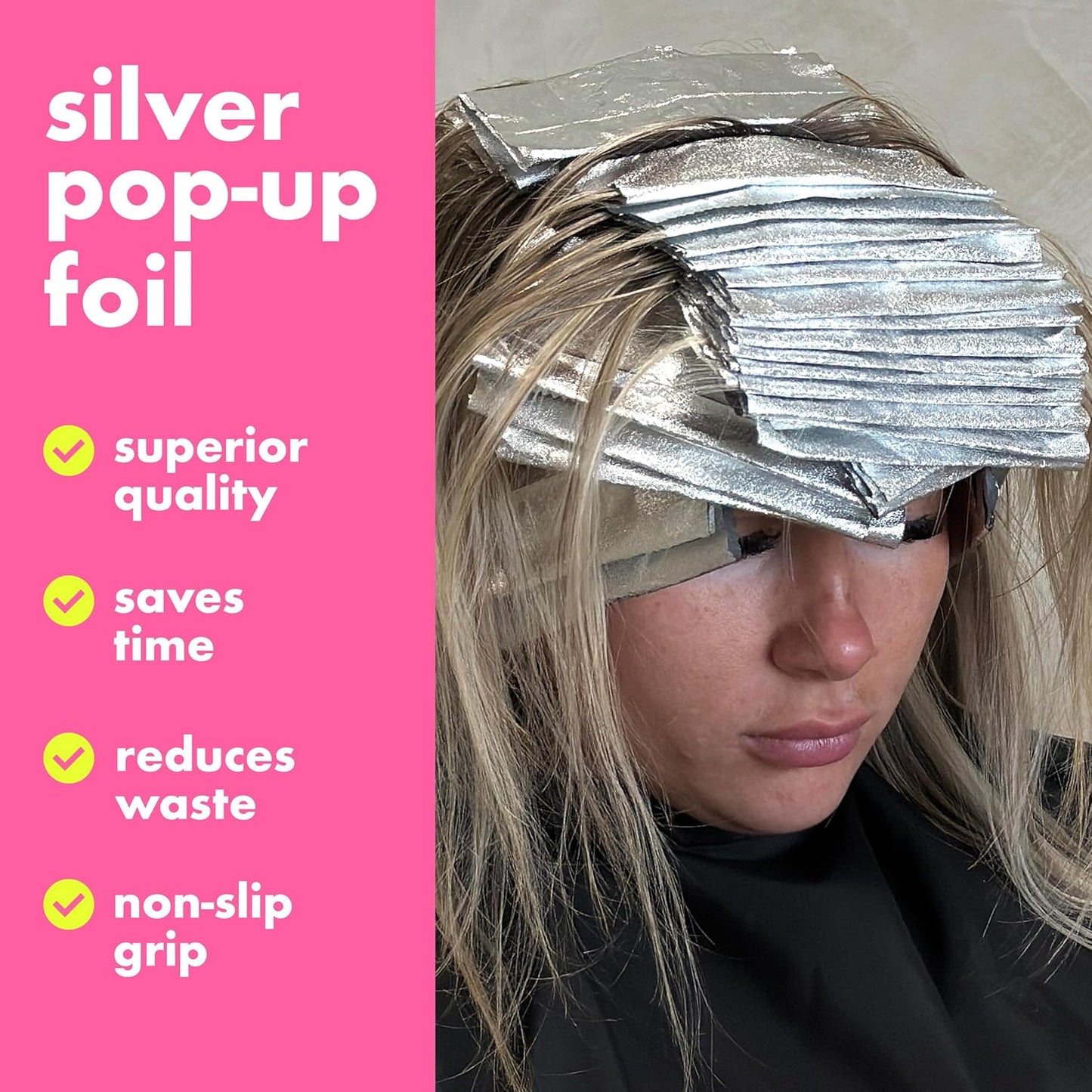 Colortrak Embossed Sheets Silver Aluminum Foil Pop-up Dispenser, 500 Pre-cut Sheets Non-slip Textured, for Hair Foil Coloring and Highlighting Applications Silver, 5 x 11