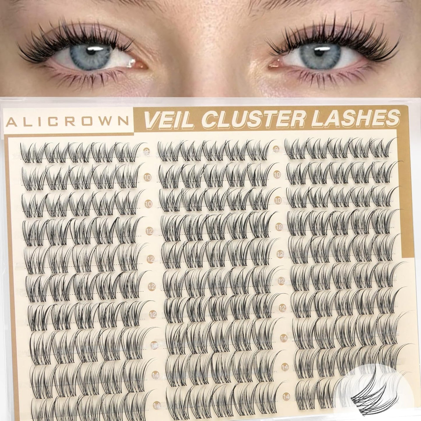 Natural Lash Clusters - 150 Pcs Wispy Eyelash Extensions | 9mm-14mm CC Curl, No-Makeup Look