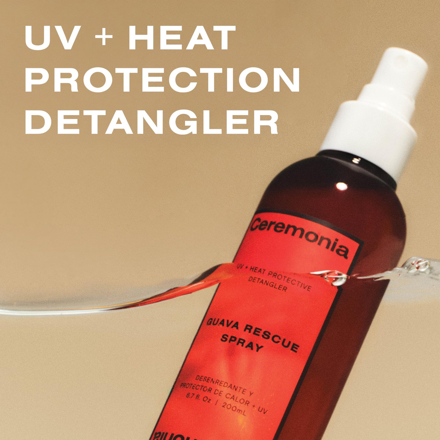 Ceremonia Guava Rescue Spray | UV + Heat Protective Detangler with Superfruit Guava & Antioxidants | for All Hair Types, 6.7 fl oz