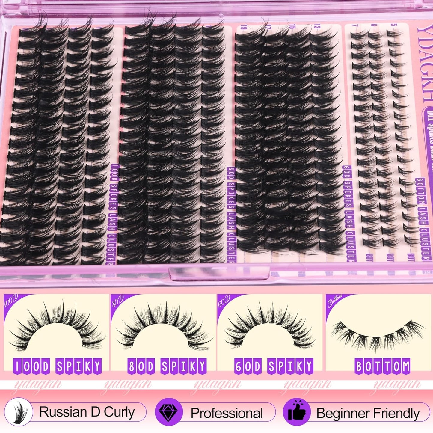 Volume Lash Clusters - Thick Spiky Eyelash Extensions | 60D, 80D, 100D, 5-19mm Mega Wispy Fluff