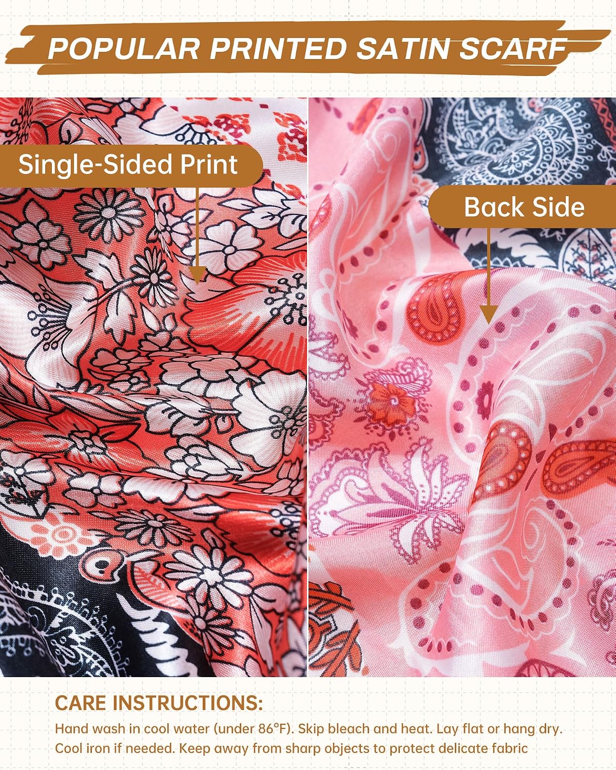 Silk Satin Head Scarf for Women - 35” Square Bandanas | 3 Pack Hair & Neck Scarves for Sleeping