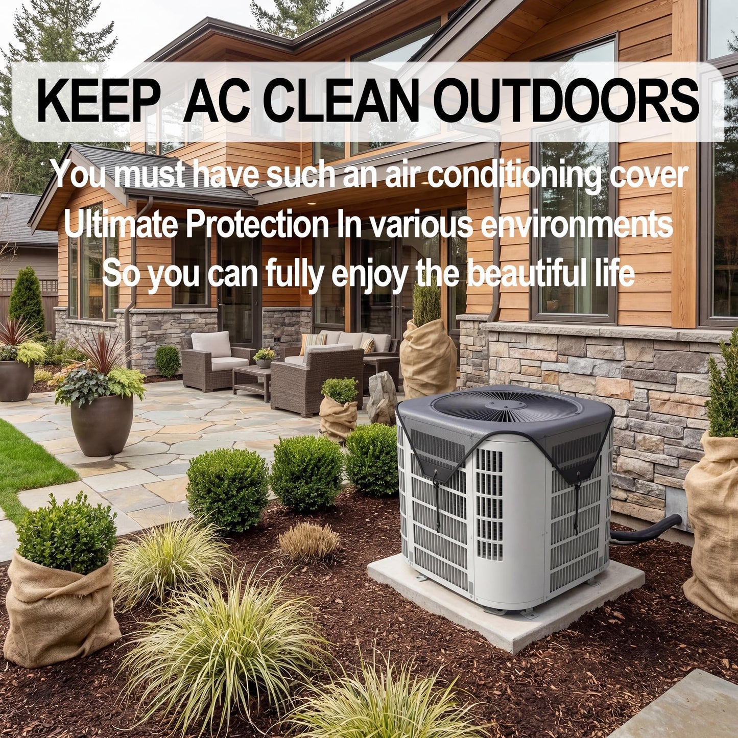 Moorrlii Air Conditioner Cover, AC Cover for Outside Unit with Zipper & Air Vents, Waterproof, UV Resistant, Universal Fit for Most Central Air Conditioner Condensers (Black-basic, 36'' x 36'')