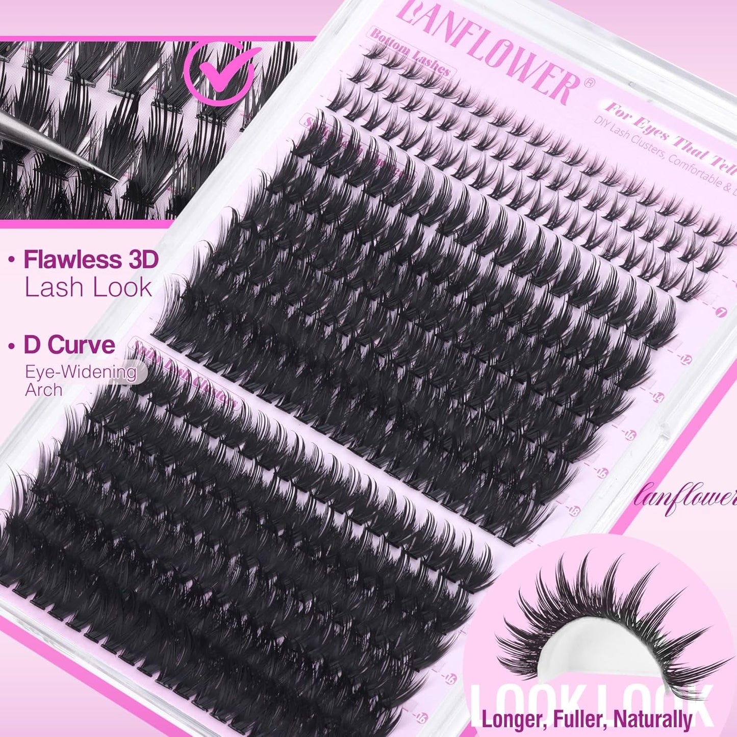 Manga Eyelash Clusters - Spiky D Curve Extensions for Wispy Lashes | 12-20mm Individual Fairy Lashes